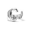 Ring - LUXENTER - Alphabet Letter C - Rhodium-plated - Adjustable Size - Silver-colored