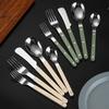 5pcs ABS Handle Rivets Stainless Steel Cutlery Set Western Tableware Serving Spoon Knife Fork Teaspoon Kitchen Flatware