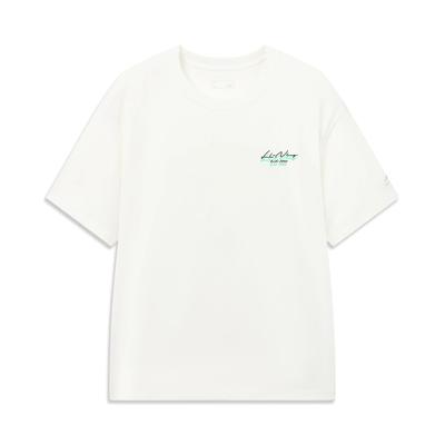 Li Ning Sports Life Collection T Shirts Men's Champagne White Crew Neck Moderate Straight Fit AHSWC57-1