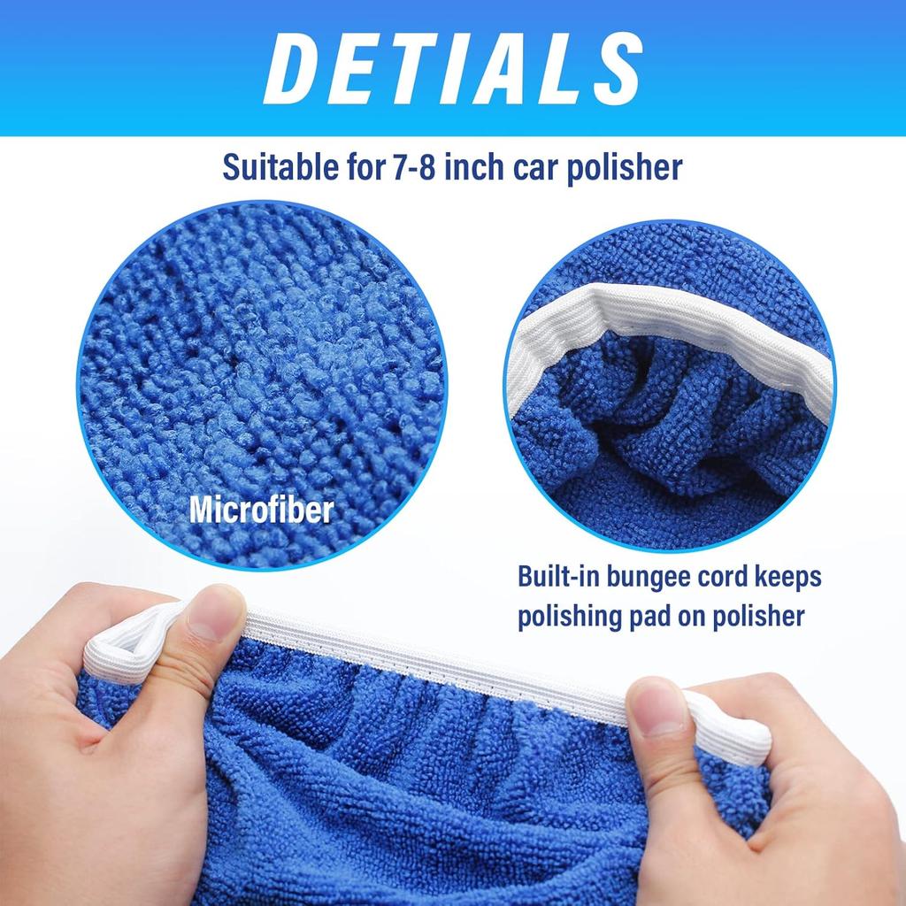 5-10inches Car Microfiber Polisher Pad Wash Buffer Waxing Sleeve Bonnet Polishing Hood for House Auto Cleaning Accessories