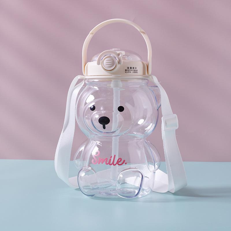 Cute Bear Cup Various Modes of 1000ml/1400ml Tumbler with Straw Kawaii Water Bottle For Girl Kid Outdoor Drinking Kettle