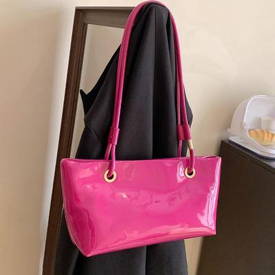 Fashion Patent Leather Underarm Shoulder Bags for Women  Summer New Chic All-match Handbags Elegant Commute Tote Bag