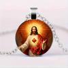 A piece of Jesus Sacred Heart faith guardian religious jewelry glass pendant suitable for daily wear for men and women