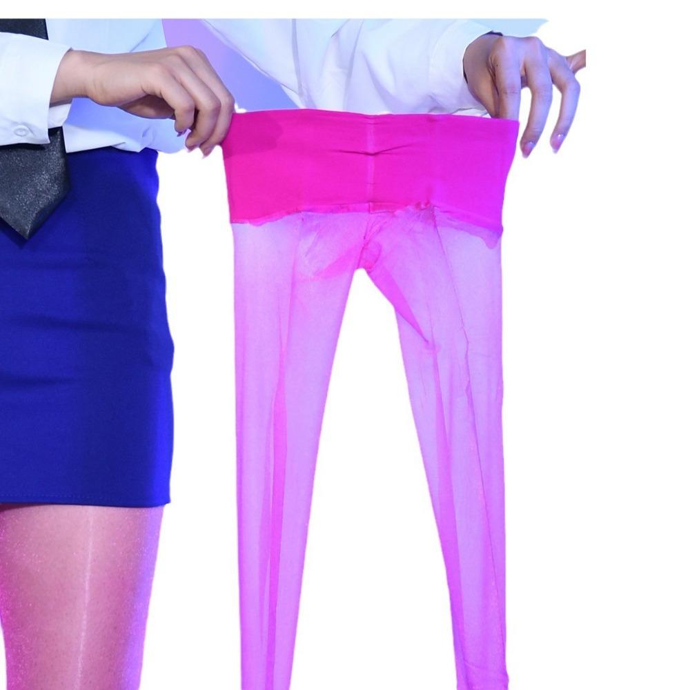 Qinghe Sexy Ultra-thin Stockings Women's Oil-bright Starlight Pantyhose 360 Seamless Crotch Leggings Open Crotch Socks Pearlescent
