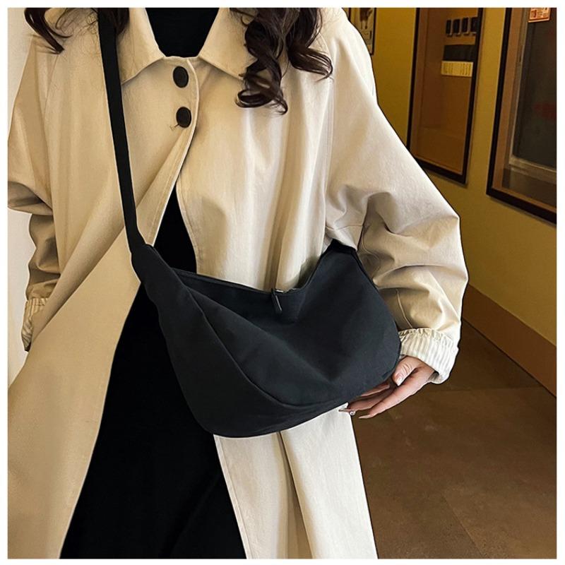 Canvas Bag Women New Korean Style Minimalist Student Instagram Hong Kong Style Shoulder Crossbody Bag Messenger Bag