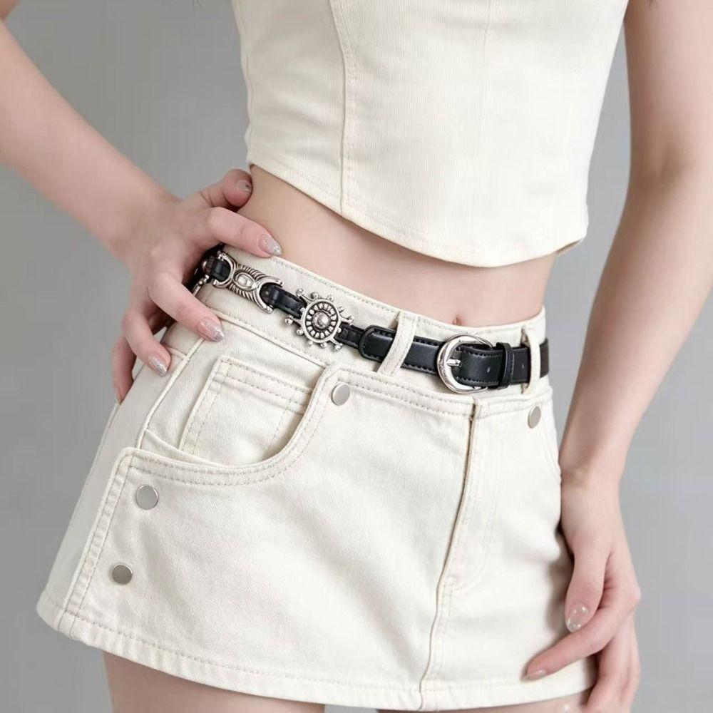 Y2K Bohemian Style Belts Thin Ethnic Style Waistband Punk Metal Carved Belts  Jeans Decorative