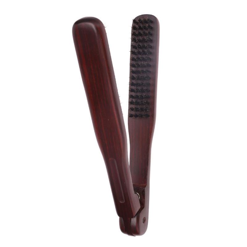 V-Shape Straightening Comb Paddle Brush Anti-Static Boar Bristle Hair Straightener Styling Tool For Smoothing Detangling