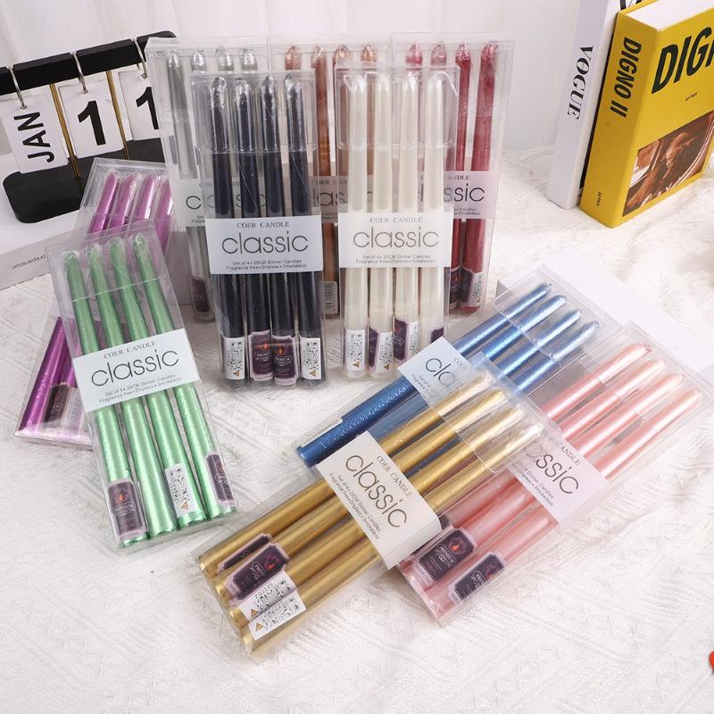 4pcs 10 Inch Tapered Stem/threaded Candles Long Burning Time Smokeless for Home Decoration Birthday Party Candlelight Dinner