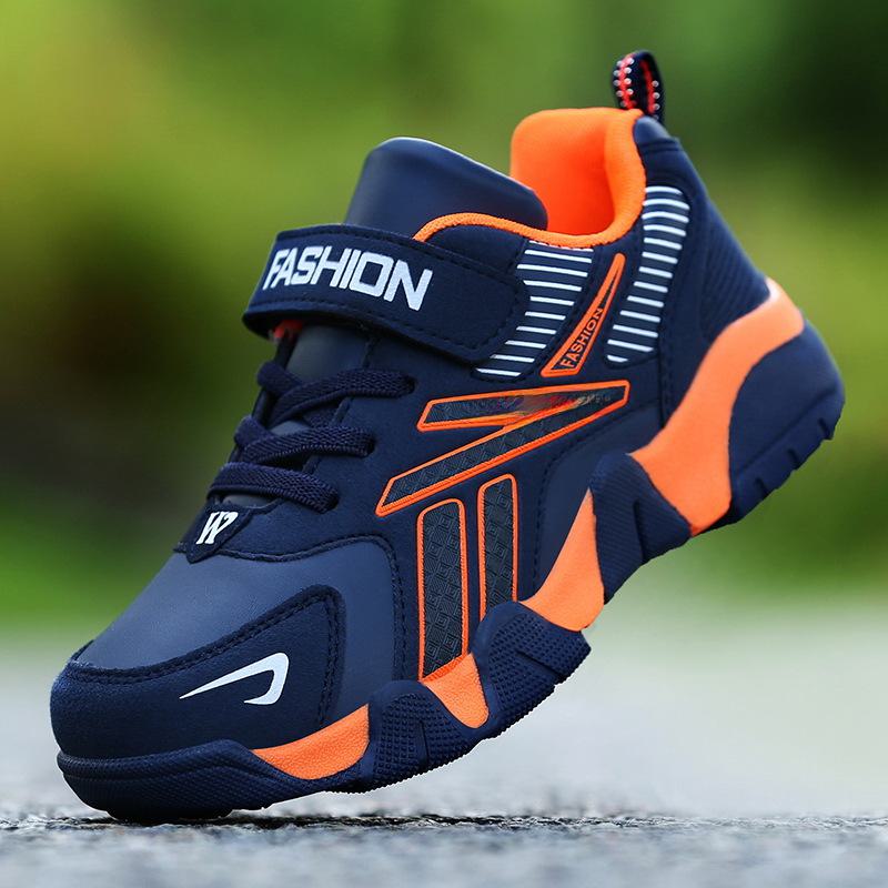 New Kids' Leather Waterproof Running Shoes for Middle and Large Children - Spring/Autumn Sports Shoes. Ideal for Students, Non-slip and Casual.