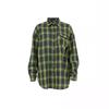 2024 Autumn Women's Retro Plaid Loose Lapel Shirt with Long Sleeves and Pocket