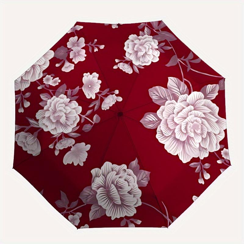 1pc Floral Pattern Automatic Umbrella 8-Bone Design Compact Gear for Outdoor Travel, Perfect Holiday Gift  yy250827079