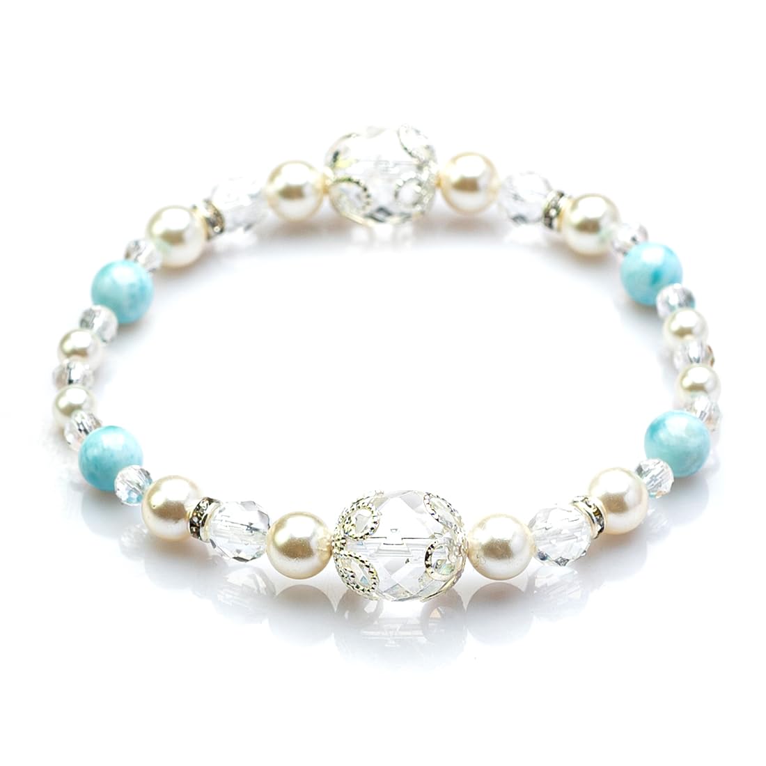

Power Stone Bracelet Natural Stone 64 Crystal Pearl 6mm Quality Guarantee [Kyojudo] Women s (Larimar)