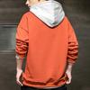 Men Hoodie Contrast Colors Drawstring Casual Long Sleeve Thick Loose Autumn Hoodie for Daily Wear