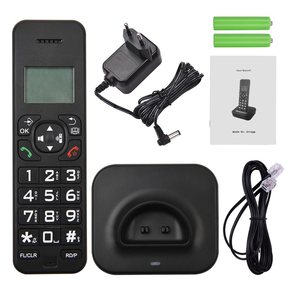 D1102B Cordless Phone Caller IDCall Waiting 1.6 inch Backlight LCD 3 Lines Screen Display
