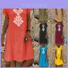 Premium Quality Women's Baggy Loose Short Sleeve V-neck Linen Kaftan Madi Dress For Effortless Beach Style
