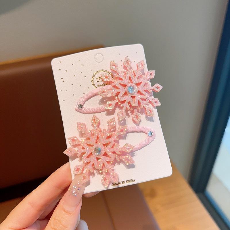 2 Stück Winter neu Frozen Schneeflocken Haarnadel Kinder Haarspange Elsa Prinzessin Haaraccessoire Mädchen Seite BB-Clip