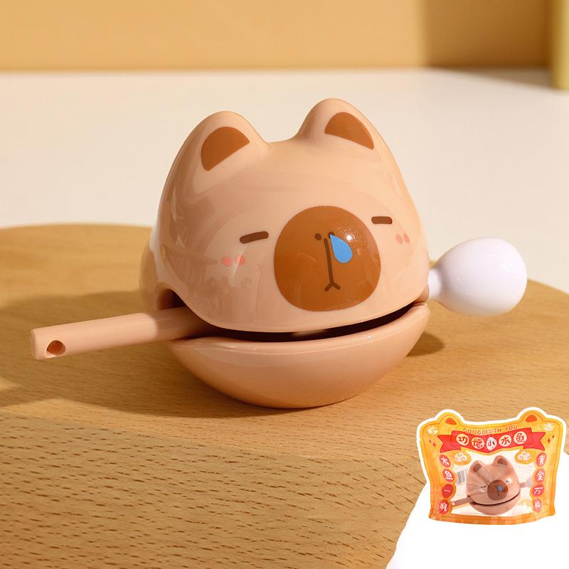 Creative Animal Shape Small Wooden Fish Keychain Funny Cartoon Wooden Fish Percussion Keychain Backpack Decoration Gifts