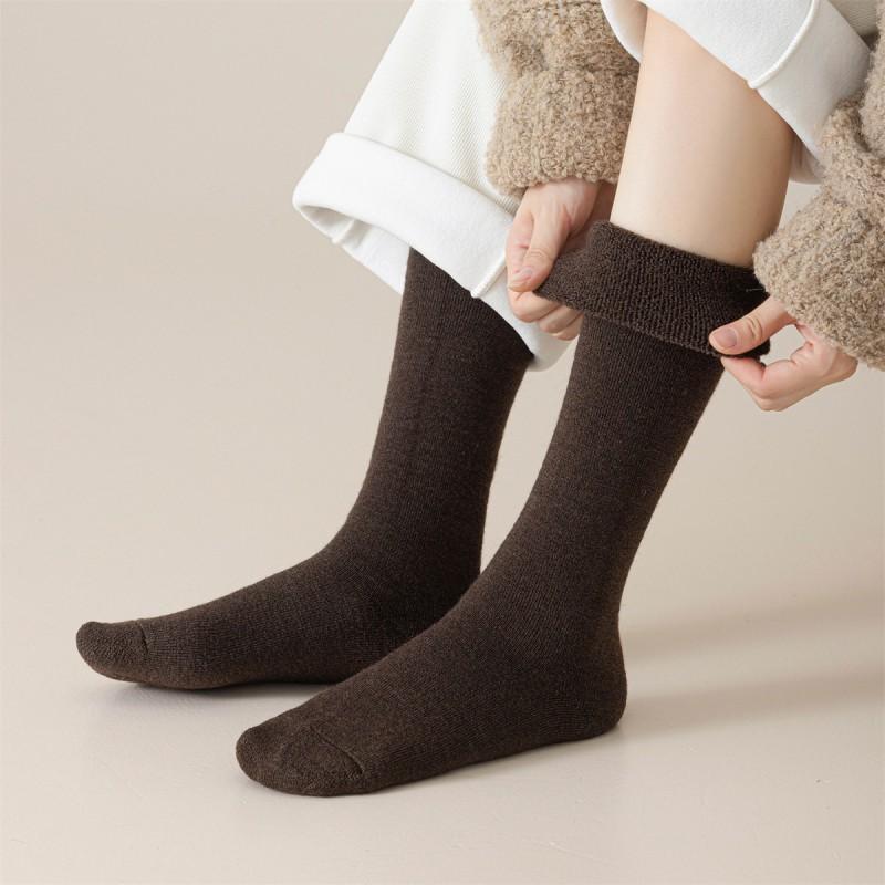 Womens Merino Wool Calf-Length Warm Thick Fleece-Lined Socks Winter Cold Weather Comfort