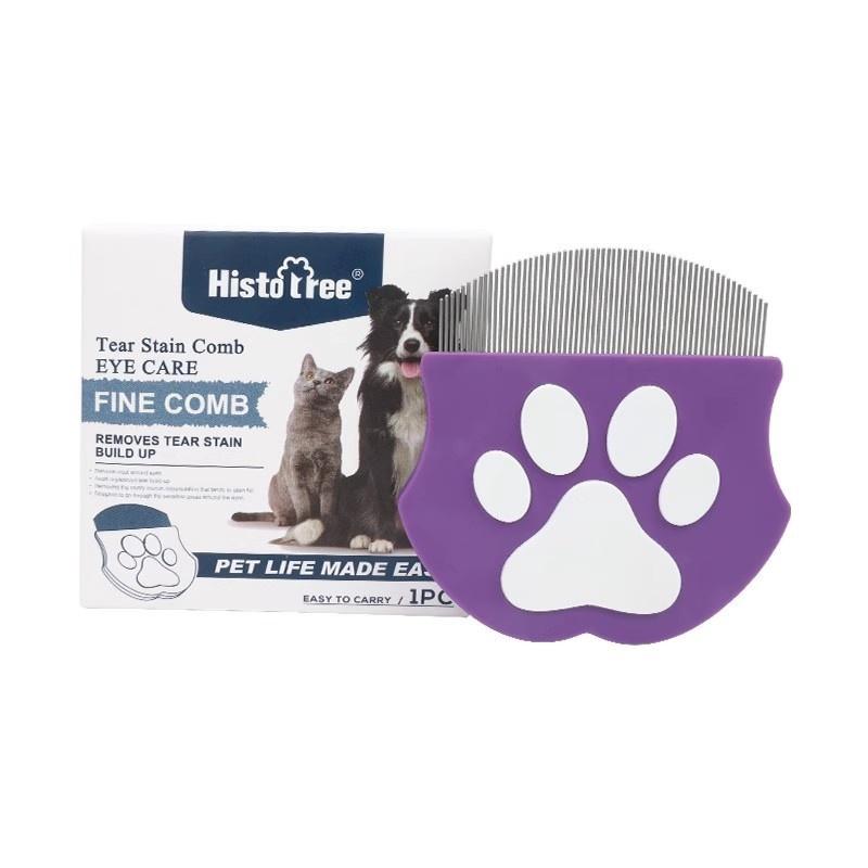 Pettine Viso Cane & Gatto con Design Curvo in Acciaio Inossidabile per la Pulizia delle Macchie Lacrimali del Mento-Rimozione Flessibile di Peli e Detriti dell'Animale Domestico
