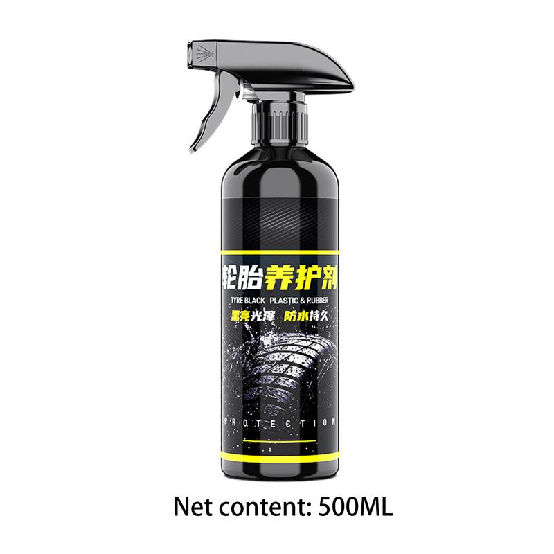 Tire Shine Spray 500ml Tire Brightener with Applicator Sponge Wheel Cleaner for Car Detailing Keep Tires Looking Black and Gloss