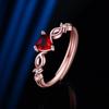Bague Viva pour femme en or rose plaqué avec zircon incrusté, bague rouge en forme de cœur, accessoires de mode, ajustement d'ouverture