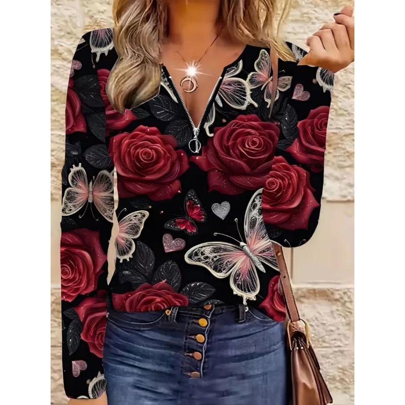 Women's Casual Zipper Long Sleeve T-Shirt