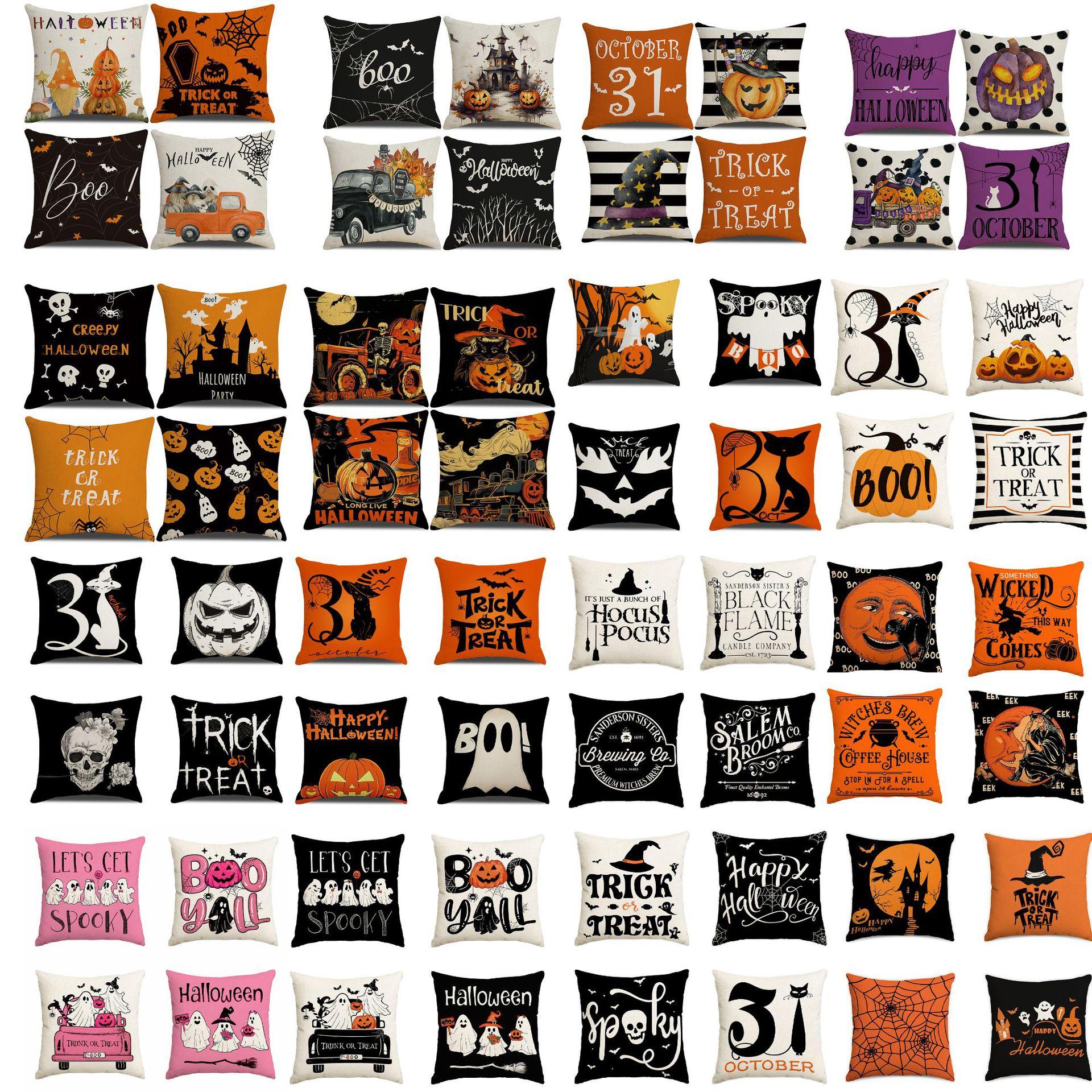 

Halloween Pillowcase Pumpkin Skull Funny Ghost Cushion Cover Sofa Living Room Decoration Pillow 45 * 45cm [without core]