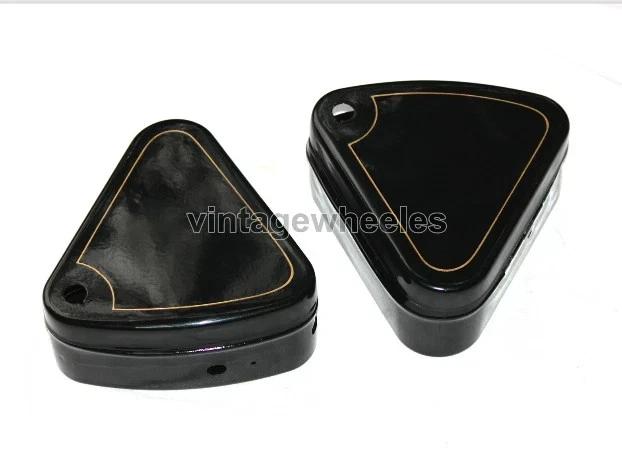 Fit For Royal Enfield 350cc 500cc Flat Lid Black Paint Canon Tool Box Pair Set