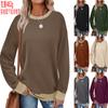 Women's Color Block Crew Neck Long Sleeve Sweatshirt Casual Loose Pullover Blouse Top