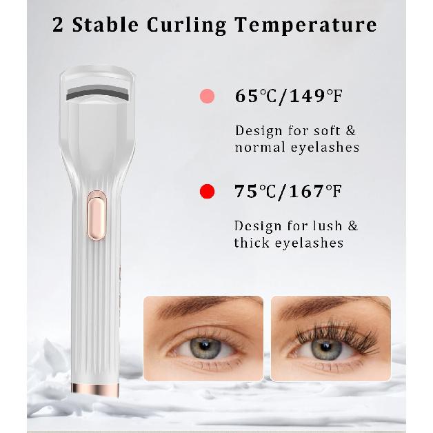 Heated Eyelash Curler Premium PRO - Fast Heat up in 8s - 24 Hours Long Lasting - Rechargeable Electric Eyelash Curler with Type-C, Innovative L