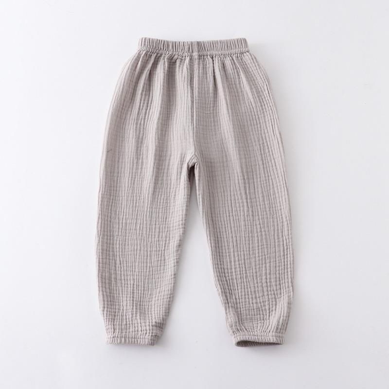 Summer Children Pants Casual Girls Boys Linen Solid Color Loose Pleated Pant Trousers Hight Waist Harem