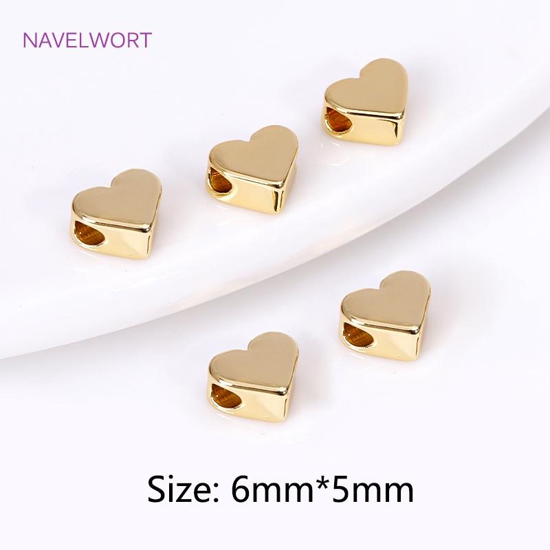 18K Vergoldete Herz-Abstandshalter Perlen Für Schmuckherstellung,Schmuckzubehör zum Perlen,Messing Lose Perlen DIY Schmuckzubehör Großhandel