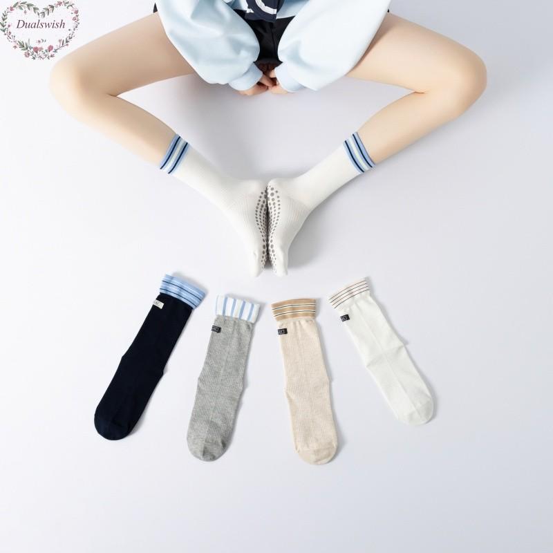 Women's Yoga Socks Moisture Wicking Sweat Wicking Anti Slip Breathable College Style Fashionable Mid Tube Yoga Dance Pilates Socks