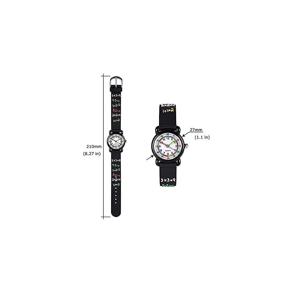 Kids Silicone Cartoon Watch for Boys and Girls, 3D Cute Design, Time Teacher Gift, Black