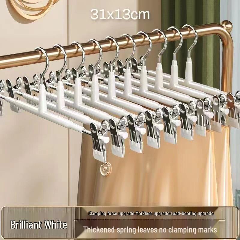 Anti-Slip Telescopic Stainless Steel Trouser and Skirt Hanger with Plastic Grip