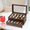 Luksusowy uchwyt do przechowywania zegarków w kolorze Espresso Stylowe etui na zegarki z 6/20 miejscami dla mężczyzn z podwójnymi warstwami i szklanym wieczkiem