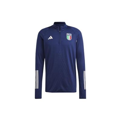 Italien Tiro 23 Pro Langarm Fußballtrikot Gestreifter Logo-Print Herren Tops Dunkelblau HS9848