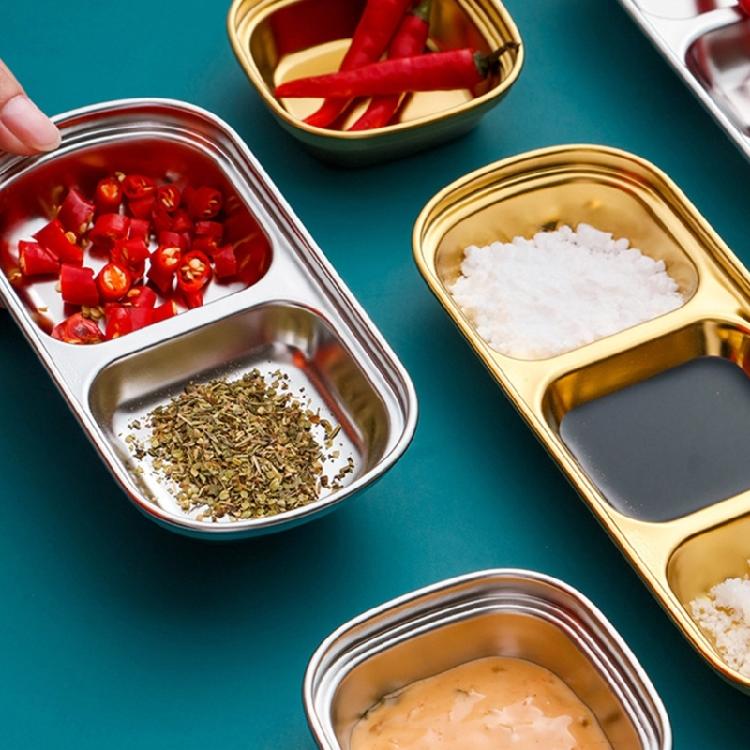 Seasoning Dish Dipping Bowl Stainless Steels Seasoning Dish Condiment Tray Square Barbecue Snacks Plate Kitchen Tableware