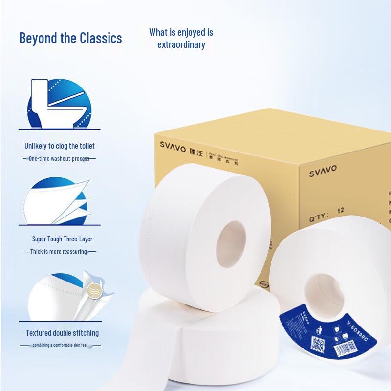 Ruiwo Commercial 3-Ply Jumbo Toilet Paper