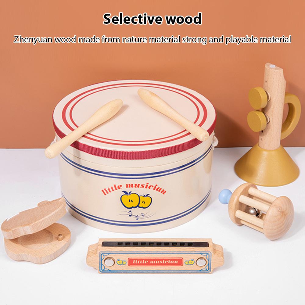5 Pcs Wooden Percussion Instruments Set Musical Instruments Interesting Interactive Games Hand Eye Coordinated