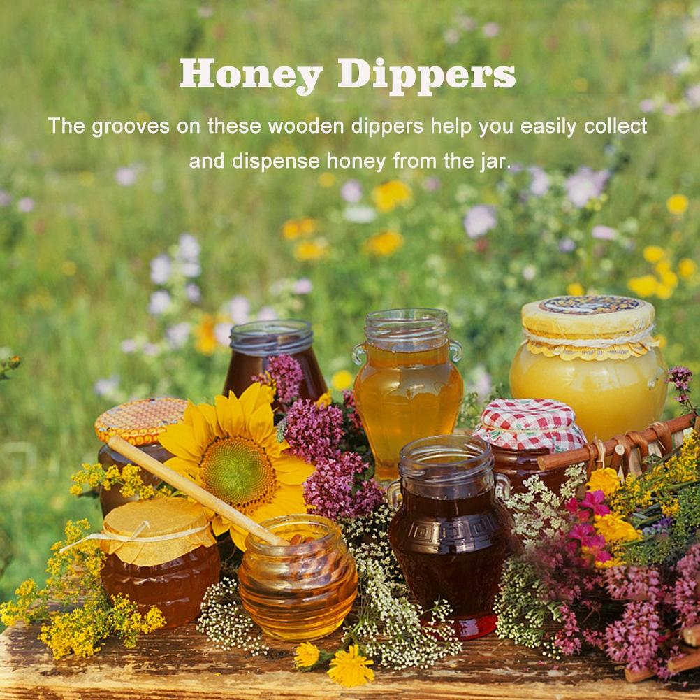Wooden Honey Dipper 50Pcs/set Household Wooden Mini Jam Honey Dipper Jar Dispensing Collecting Stirring Rod Stick