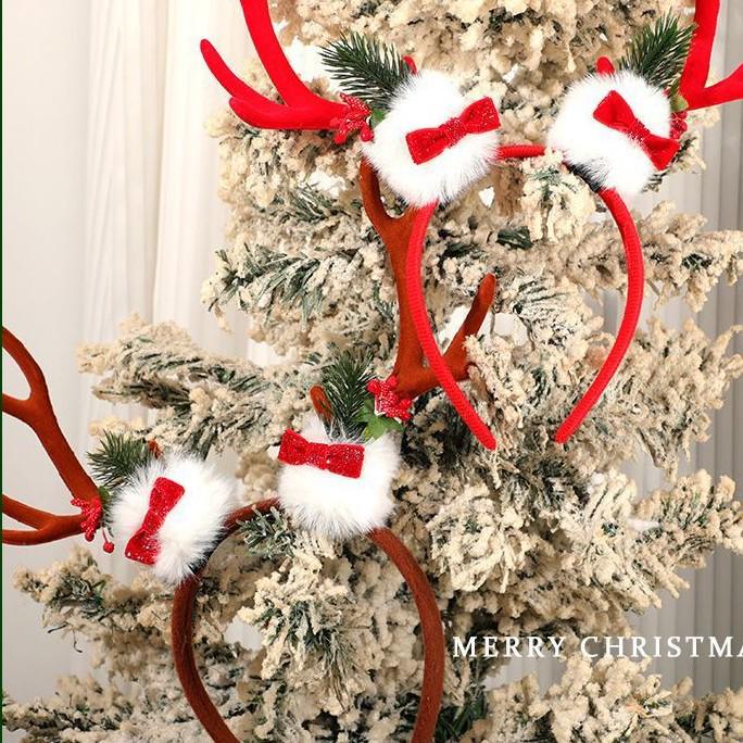 Festive Reindeer Antler Headband & Hair Clip for Girls - Cute Holiday Accessory Gift