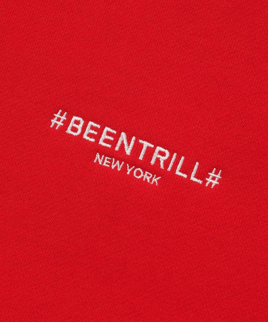 BEENTRILL Essential Hashtag Logo Brushed Sweatpants (Red)