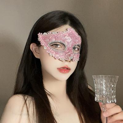 Máscara de Amante Rosa Bola Meia Máscara Facial Festa Festiva Padrão Renda Máscara Adulto Crianças Máscara de Olhos