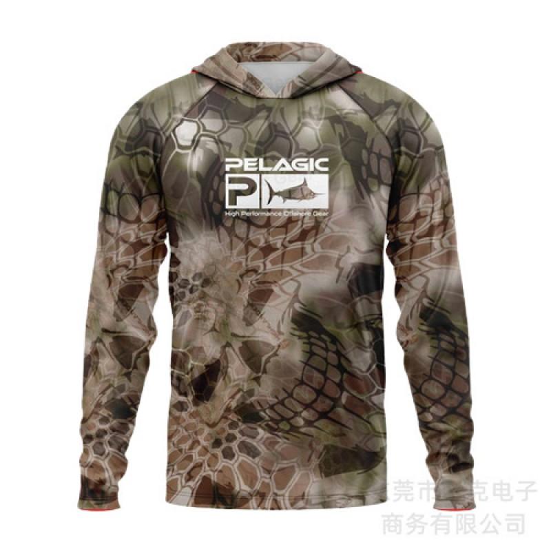Mens Quick-Dry Long Sleeve Hooded Fishing Shirt UV Protection Outdoor Sportswear Breathable Milk Silk Cycling Jersey