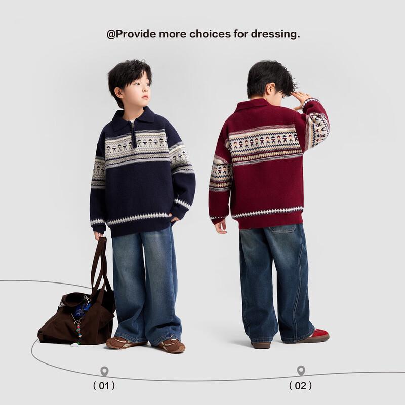 Jungen Fair Isle Strick Polo Pullover