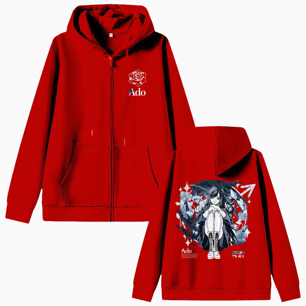 Ado World Tour Hibana Zipper Hoodie Men Women Fashion Japanese Style Zip Up Jacket Unisex Casual Fleece Zip Up Sweatshirt