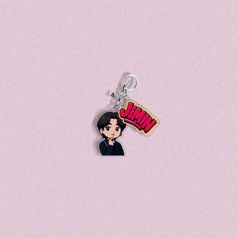 BTS Member Cartoon Character & Name Keychains, Celebrity Merchandise, Bag Charms, Fan Gifts