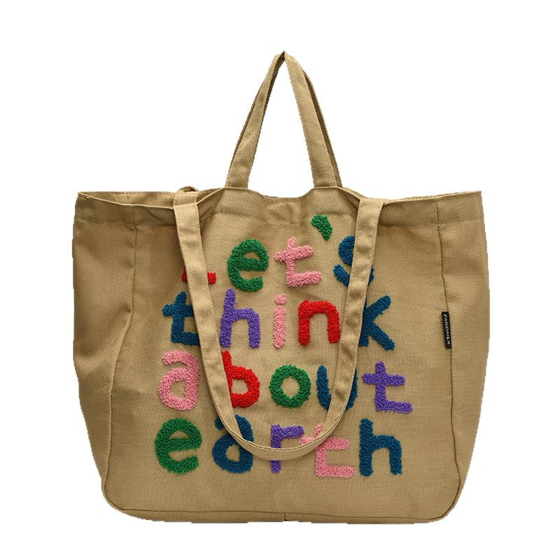 New Large-capacity Commuter Tote Bag Women's Color Letter Shoulder Bag Versatile Underarm Bag