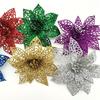 (6pcs/pack) Mixed Colors Artificial Christmas Tree Flower Glitter Decorations Xmas Ornaments New Year Gift